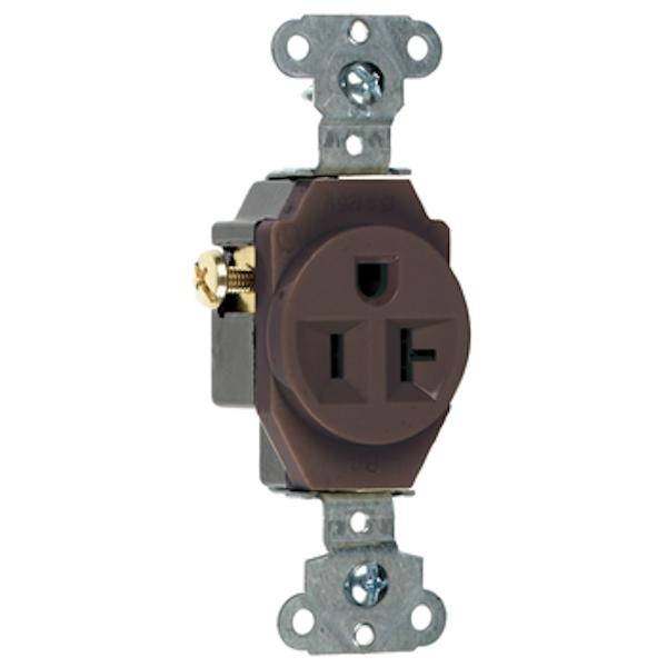 Brown 20 amp 125 volt Industrial Single Receptacle Outlet